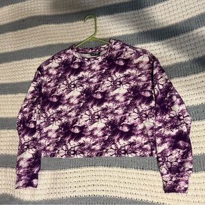 SHEIN Purple and White Graphic Crop Hoodie